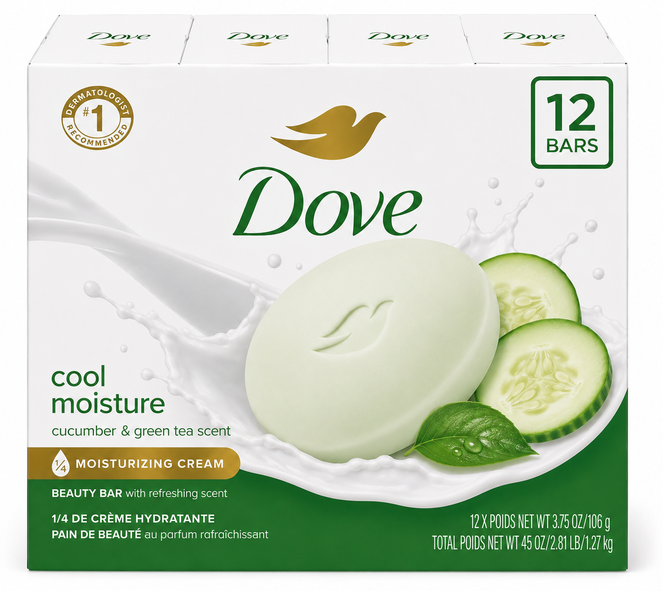 Dove Bar Soap Cucumber 12PK 135g/4.75oz