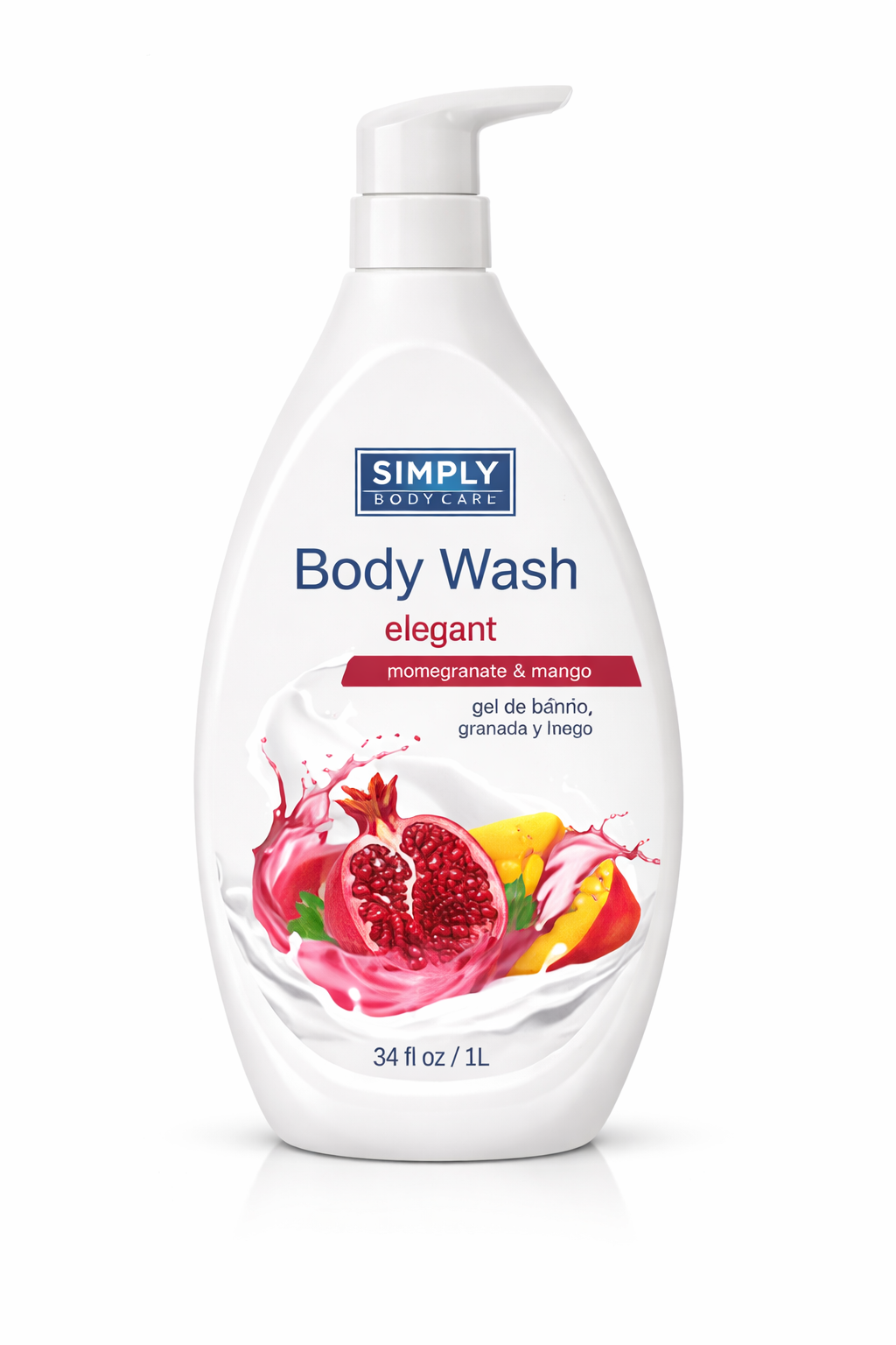 Simply Bodycare Body Wash 1L Elegant Pomegranate Mango