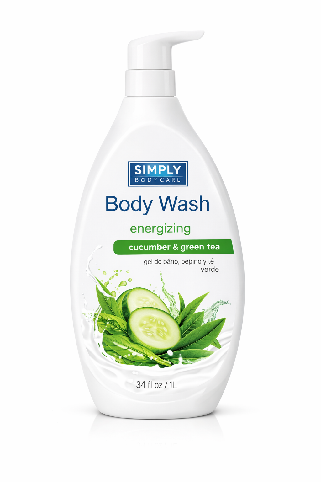 Simply Bodycare Body Wash 1L Energizing Cucumber & Green Tea